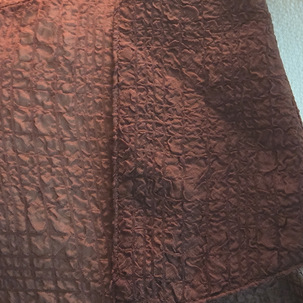 Elementz 2 pc Semi-Sheer Brown Textured Roll-tab Blouse Laced Cami Women's XL - Picture 6 of 16